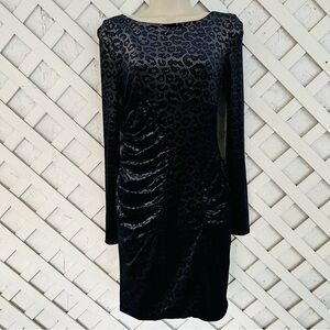 Kardashians bebe Cheetah Print Velvet Metallic Bodycon Mini Dress Ruched Small